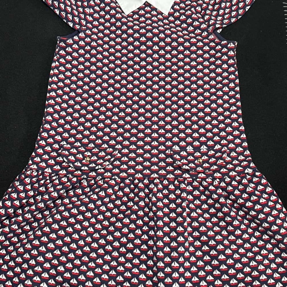 Janie and Jack Navy and Red Sailboat Dress